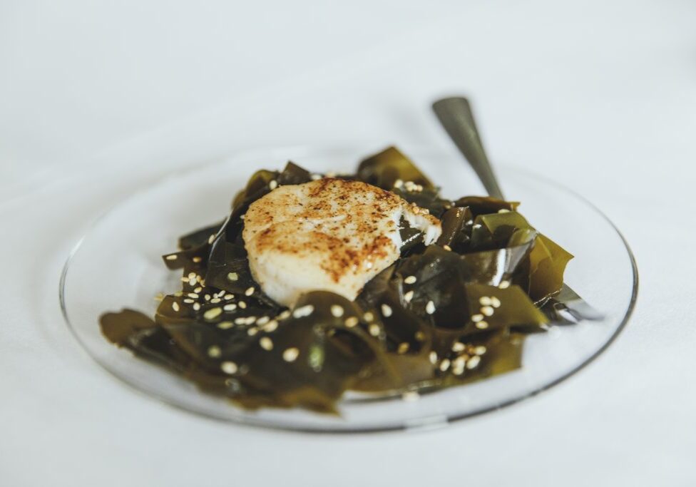 Scallop on Wakame salad